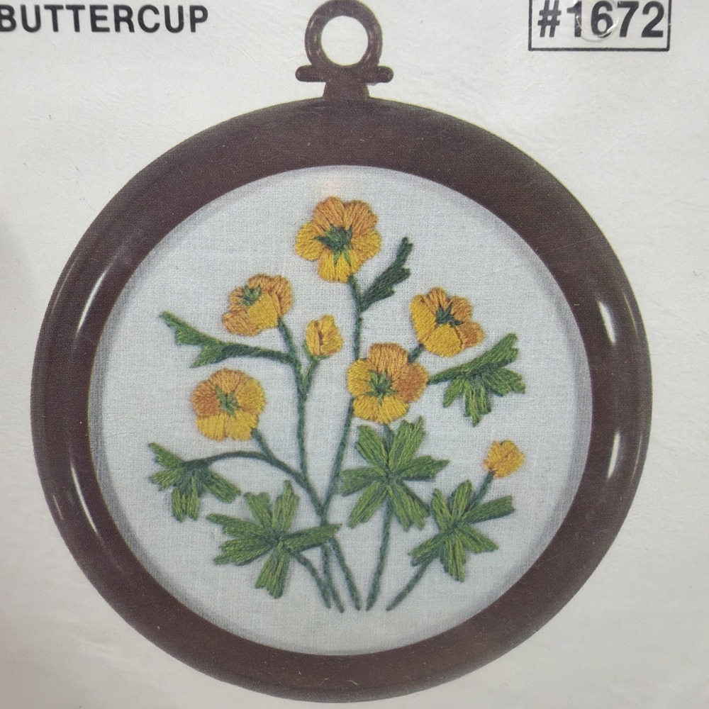 Buttercup Flower Hand Embroidery Studio Twelve Wildwood Stitchkins 1980  Frame
